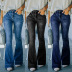 retro high waist elastic slim flared jeans NSXXL128508