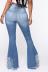 high waist retro personality hole elastic full-length flared Jeans NSXXL128510