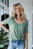 solid color U-neck short-sleeved T-shirt NSMID128529