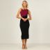 solid color hollow stitching rib knit sleeveless sheath dress NSMID128538