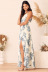 floral suspender V-neck strappy slit wrap dress NSMID128559