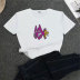 camiseta casual de manga corta con cuello redondo y estampado de letras NSYIS130902