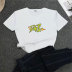 camiseta de manga corta delgada simple con estampado de letras NSYIS130901