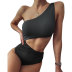 color matching one-shoulder hollow waist swimsuit NSLRS128565