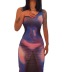 print bottoming round neck mid-waist slim slip midi dress NSBDX128609