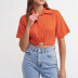 solid color lapel pullover short-sleeved crop top NSLHC128624