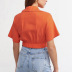 solid color lapel pullover short-sleeved crop top NSLHC128624