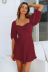 Solid Color One-word Neck/Square Collar Lantern Sleeve Dress multicolors NSMID128666