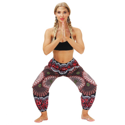 Pantalones De Yoga De Haz Suelto Con Estampado Étnico Pop NSMID128684