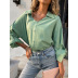 breasted solid color long-sleeved loose shirt NSGYX128694