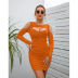 chest wrapping long sleeve off-shoulder tight solid color milk silk dress NSGYX128702