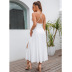 backless cross sling high waist slit solid color dress NSGYX128703