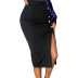 breasted solid color slit irregular high waist skirt NSGYX128706