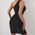 sleeveless single-shoulder hollow wrap chest slim solid color dress NSGYX128710