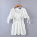 embroidery hollowed slim short sleeve low-cut solid color dress NSAM128754