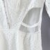 vestido de color sólido de corte bajo de manga corta delgado ahuecado bordado NSAM128754