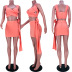 solid color cross straps camisole and skirt set NSJZH128768