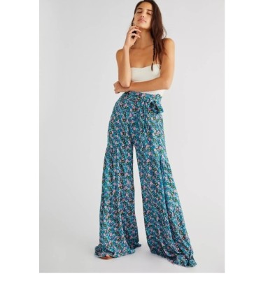 Printing Loose Beach Wide-leg Strappy Pants NSMID128555