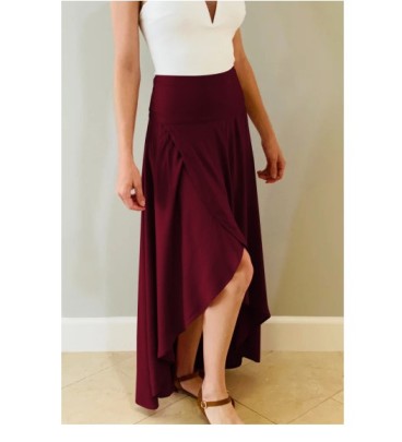 Solid Color High Waist Ruffles Irregular Hem Skirt NSMID128652