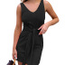 mid-waist V-neck sleeveless A-line dress NSLZ128798