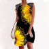lace stitching sleeveless print mid-length dress NSLZ128800