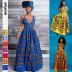 Vestido largo con abertura y tiras y cuello en V con estampado de estilo africano multicolores NSMID128847