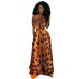 Vestido largo con abertura y tiras y cuello en V con estampado de estilo africano multicolores NSMID128847