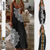 Indian totem printing V-neck slip dress NSMID128852