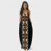 Indian totem printing V-neck slip dress NSMID128852