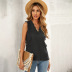 V-neck loose sleeveless solid color lace vest NSQSY128879