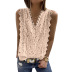 V-neck loose sleeveless solid color lace vest NSQSY128879