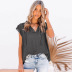 short-sleeved loose v neck lace-up ruffle solid color top NSQSY128885