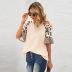 stitching five-point sleeve v-neck loose leopard print top NSQSY128888