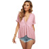 deep V ruffled five-point sleeve Slim solid color top NSQSY128894