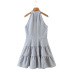 Plaid printed pleated sleeveless Dress NSLQS128900