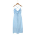 solid color drawstring slit backless slip dress NSLQS128915