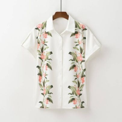 Floral Printed Short-sleeved Shirt NSLQS128938