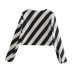 loose striped long sleeve crop coat NSLQS128952