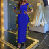 plus size slanted shoulder puff sleeve tight ruffle Commuting Haute Couture evening dress NSFH128968