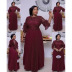 plus size lace pleated mid-sleeve slim long commuting Haute Couture evening dress NSFH128975