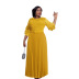 plus size lace pleated mid-sleeve slim long commuting Haute Couture evening dress NSFH128975