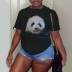 Camiseta holgada de manga corta con estampado de panda de talla grande NSLBT129238