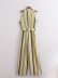 v neck sleeveless straight lace-up wide-leg striped jumpsuit NSAM128996