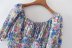 vestido floral ajustado con cordones y manga corta de corte bajo NSAM129000