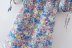 low-cut short sleeve lace-up slim floral dress NSAM129000