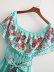 slim lace-up long large swing flower print dress NSAM129014