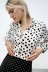 breasted polka dot print long sleeve v neck shirt NSAM129019