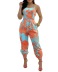 cross sling backless lace-up solid color/Print Jumpsuit-Multicolor NSSRX129078