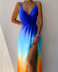 Vestido de tirantes con escote en V y abertura en la espalda en color liso/estampado-Multicolor NSSRX129084