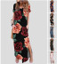 print short sleeve loose slit long Dress NSSRX129104